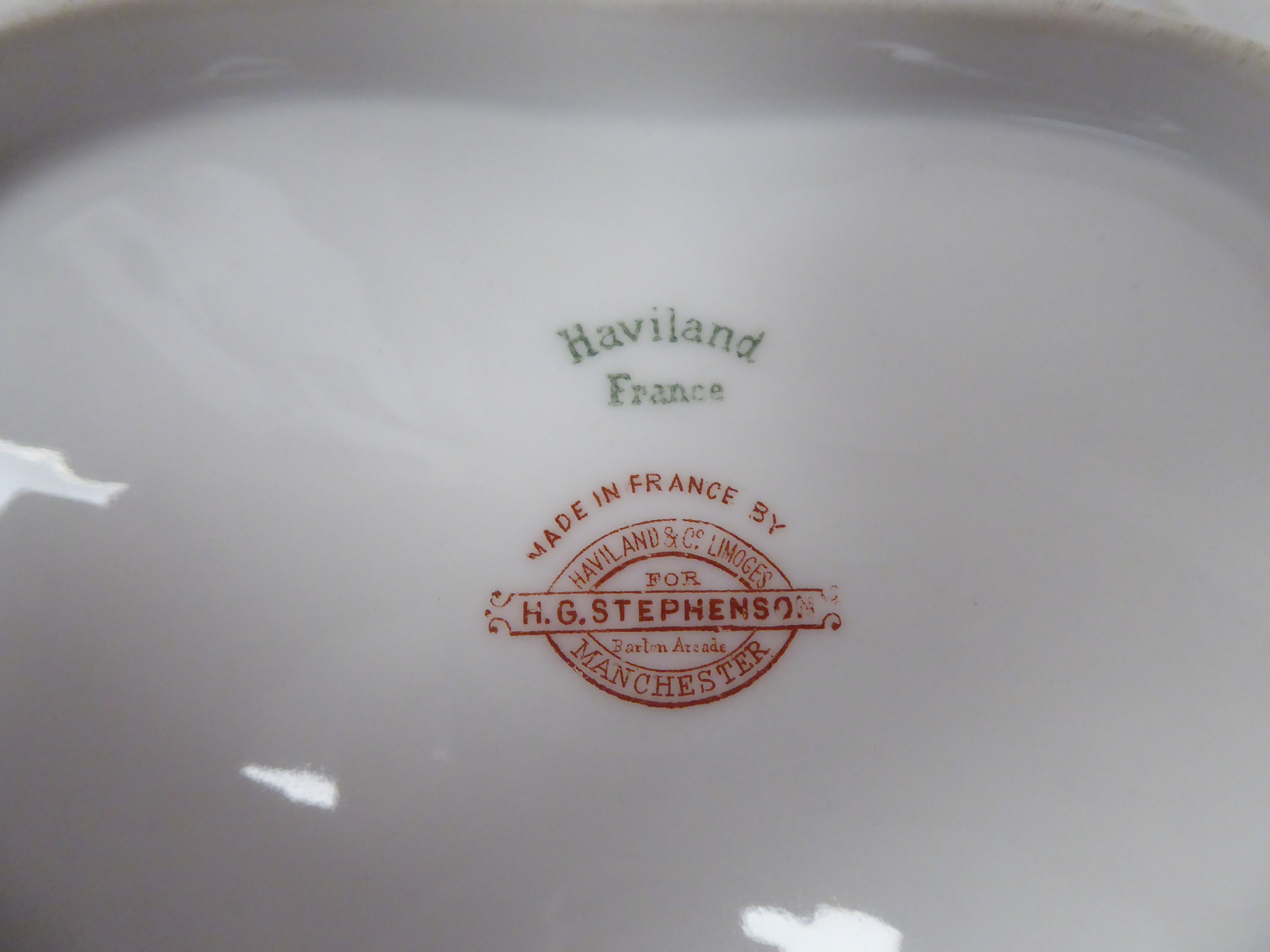 A late 19th/early 20thC Haviland porcelain dessert service, made by HG Stephenson, decorated with - Image 5 of 5