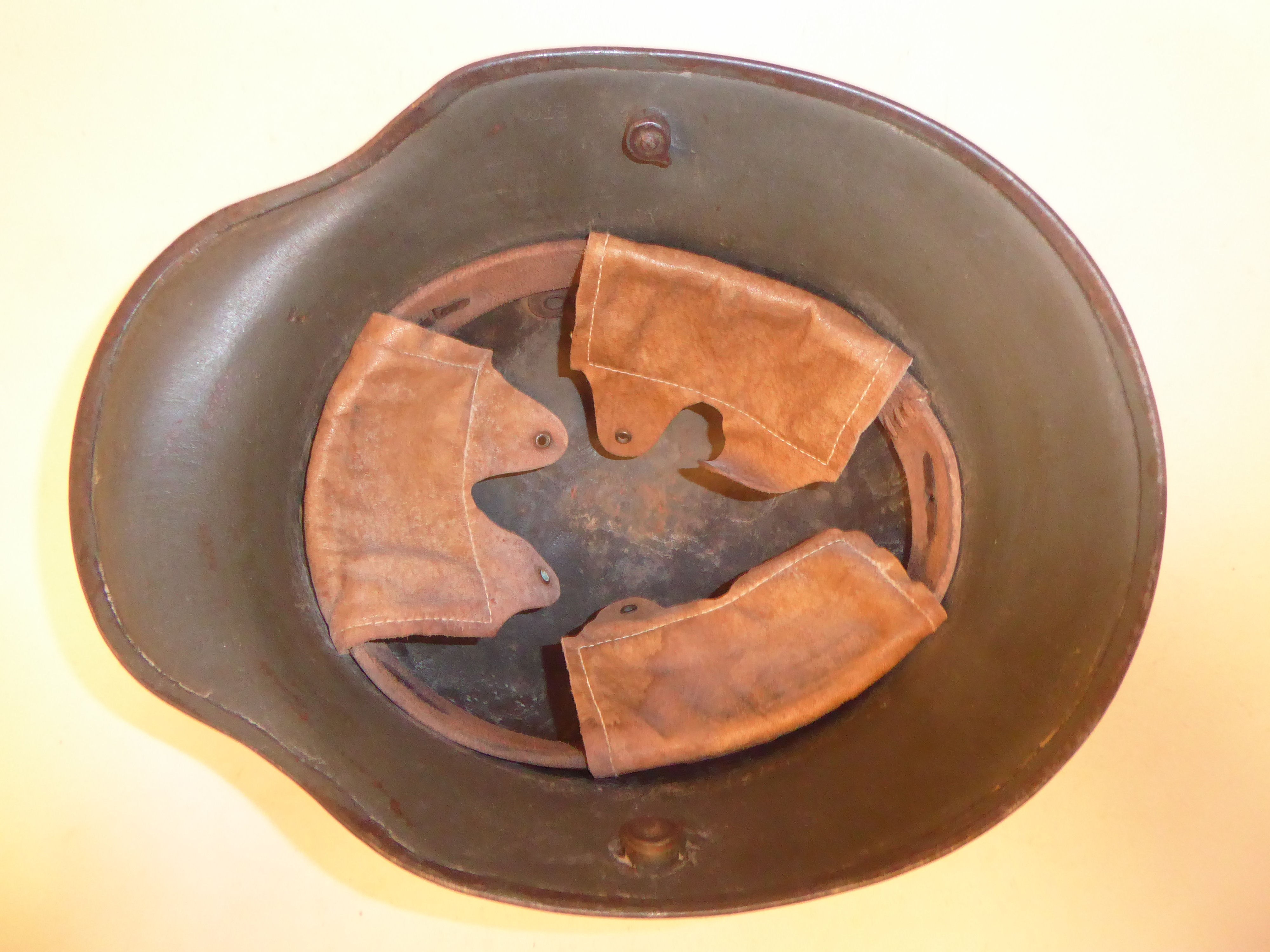 A German Great War military, steel helmet used by the SS in World War II with a hide liner and two - Image 4 of 4