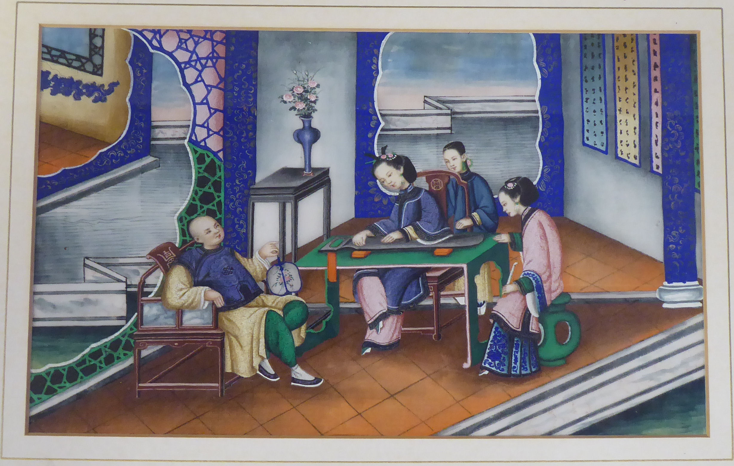 A series of late 19thC Chinese figure studies, featuring interior scenes and processional events - Image 6 of 7