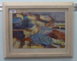 Barry Hirst - 'Cliffs below Howick'  watercolour  bears a signature & dated 1989 with a gallery