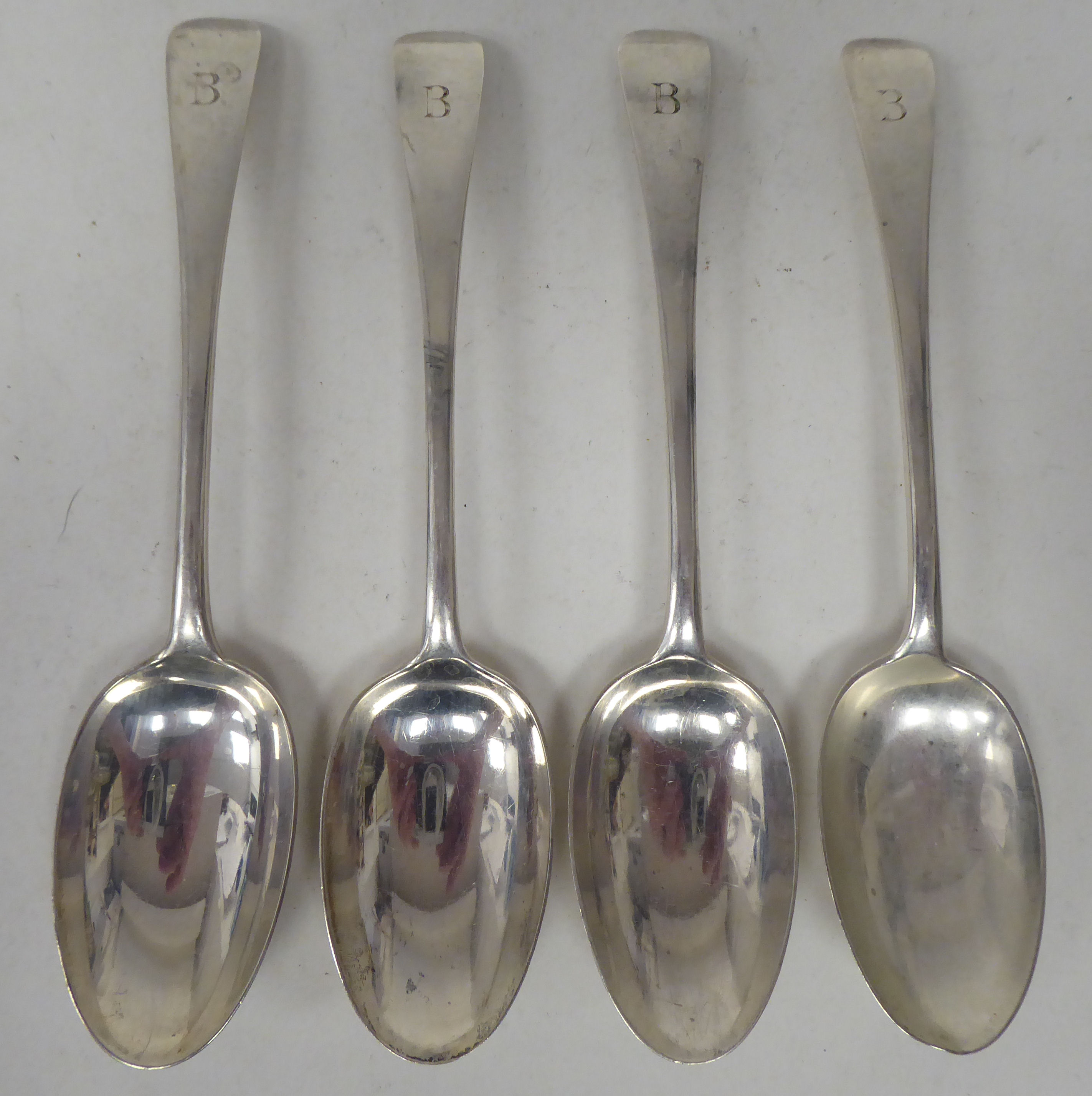A set of four Edwardian silver Old English pattern tablespoons  Josiah Williams & Co  London