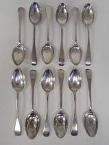 A set of twelve Edwardian silver Old English pattern teaspoons  John Round  Sheffield 1904  (
