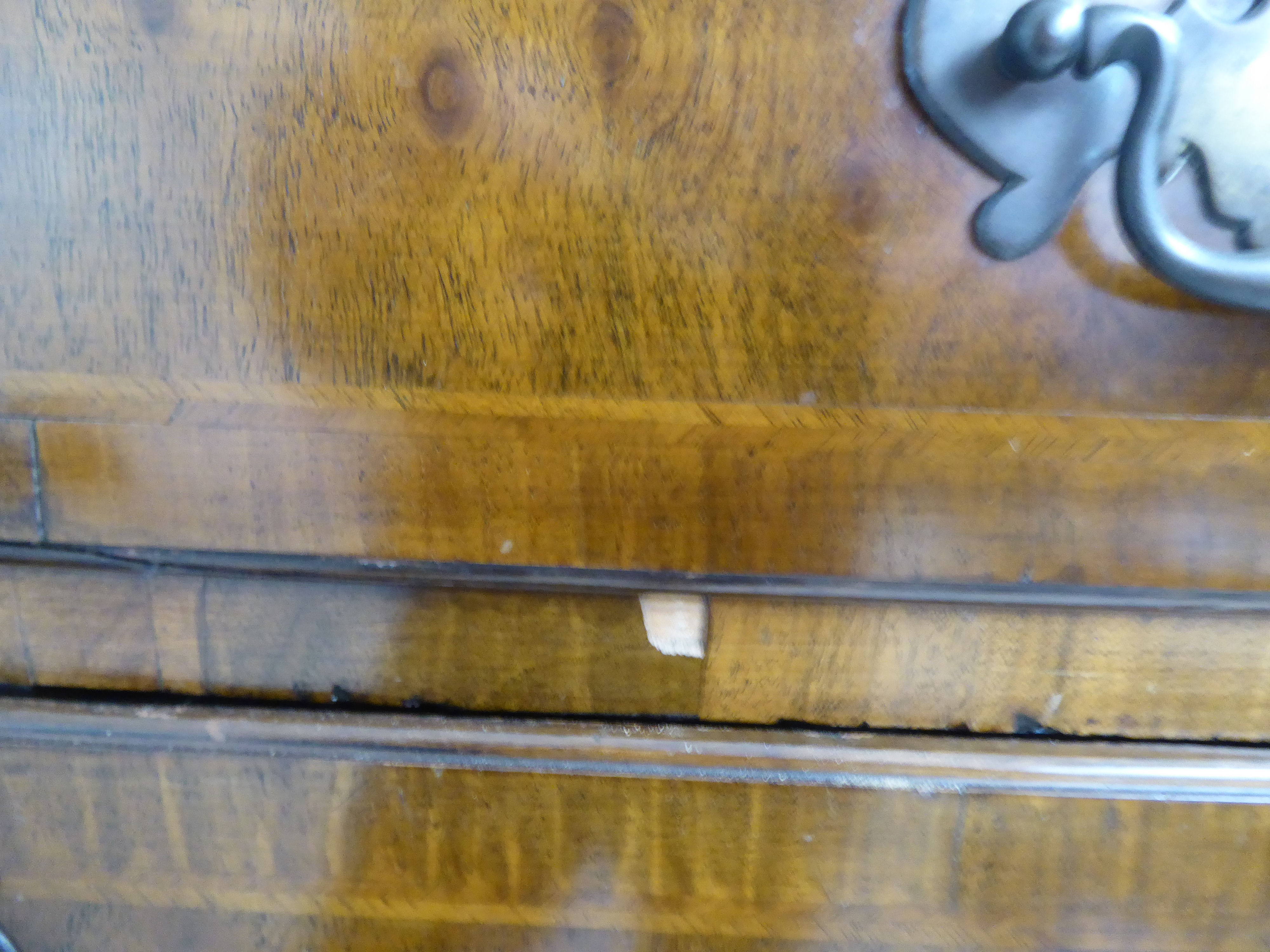 A 19thC and later mahogany chest on stand, comprising two short/three long drawers, between canted - Image 6 of 6