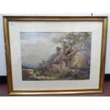 Albert Stevens - 'Feeding Poultry'  watercolour  bears a signature & label verso  14" x 19"  framed