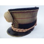 A mid 19thC Gloucestershire Hussars shako with a hide liner (Please Note: this lot is subject to the