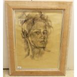 A head and shoulders portrait, a woman  probably pencil  bears an indistinct signature & dated '