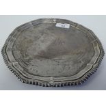 A silver waiter with a raised piecrust border  Alexander Clark & Co  Birmingham 1913  8"dia  (