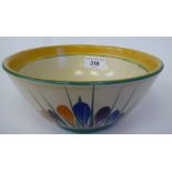 A Clarice Cliff Bizarre, Newport Pottery, Crocus pattern bowl  6.5"dia