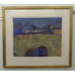 Rae - an abstract landscape  print  bears a signature  18" x 20"  framed