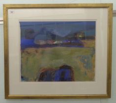 Rae - an abstract landscape  print  bears a signature  18" x 20"  framed