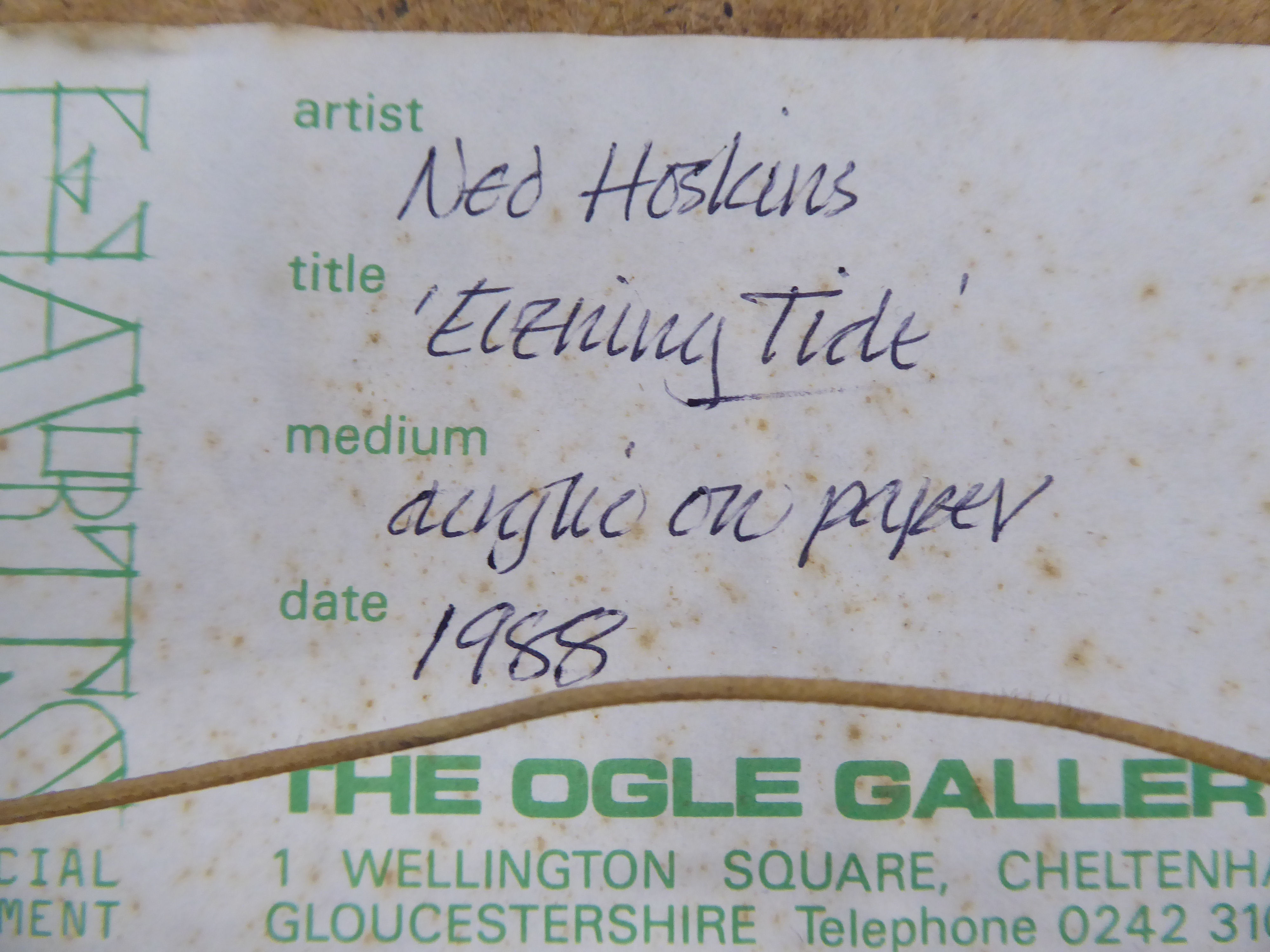 Ned Hoskins - 'Eternity Tide'  acrylic  bears a signature, dated 1988 & a gallery label verso  15" x - Image 3 of 3