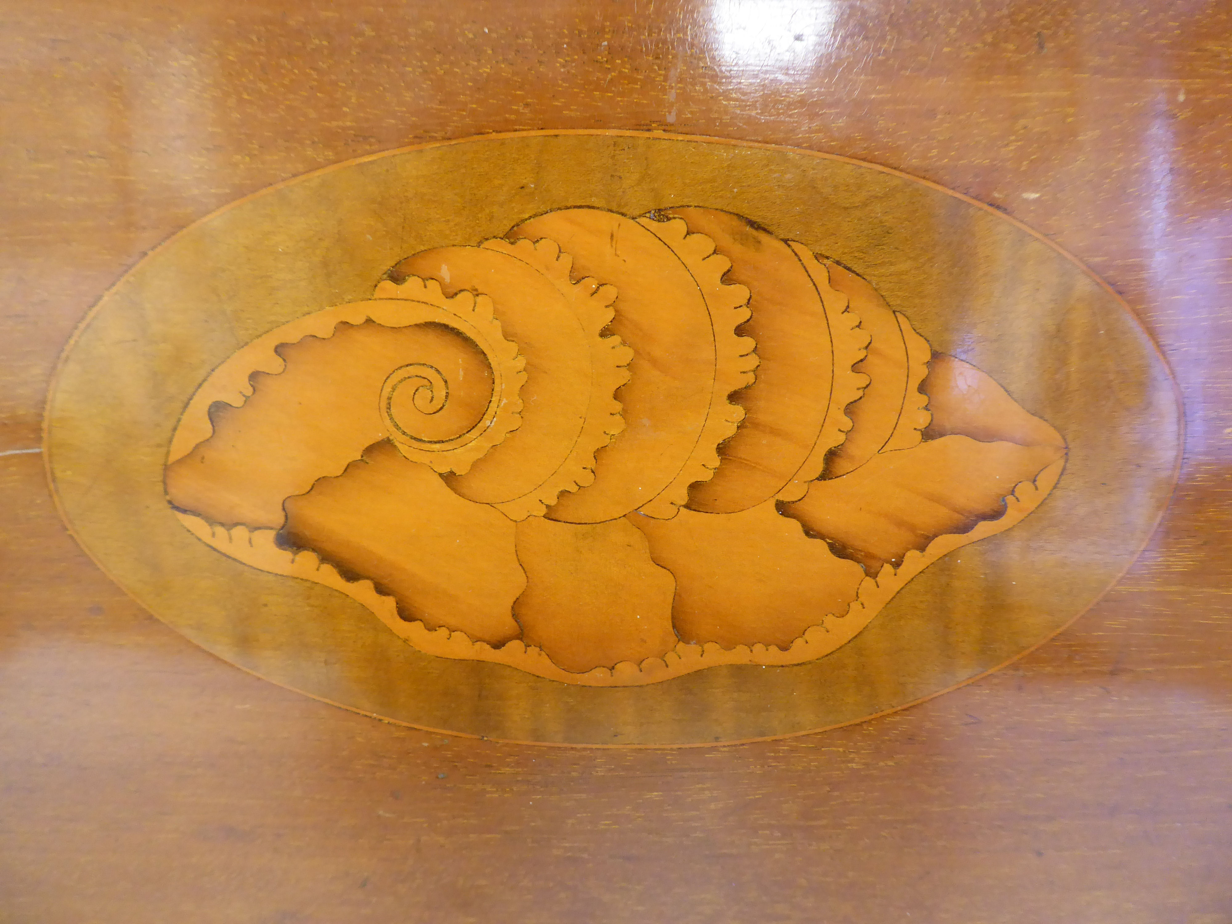 A late Victorian/Edwardian mahogany galleried serving tray of serpentine outline with a central - Image 2 of 4