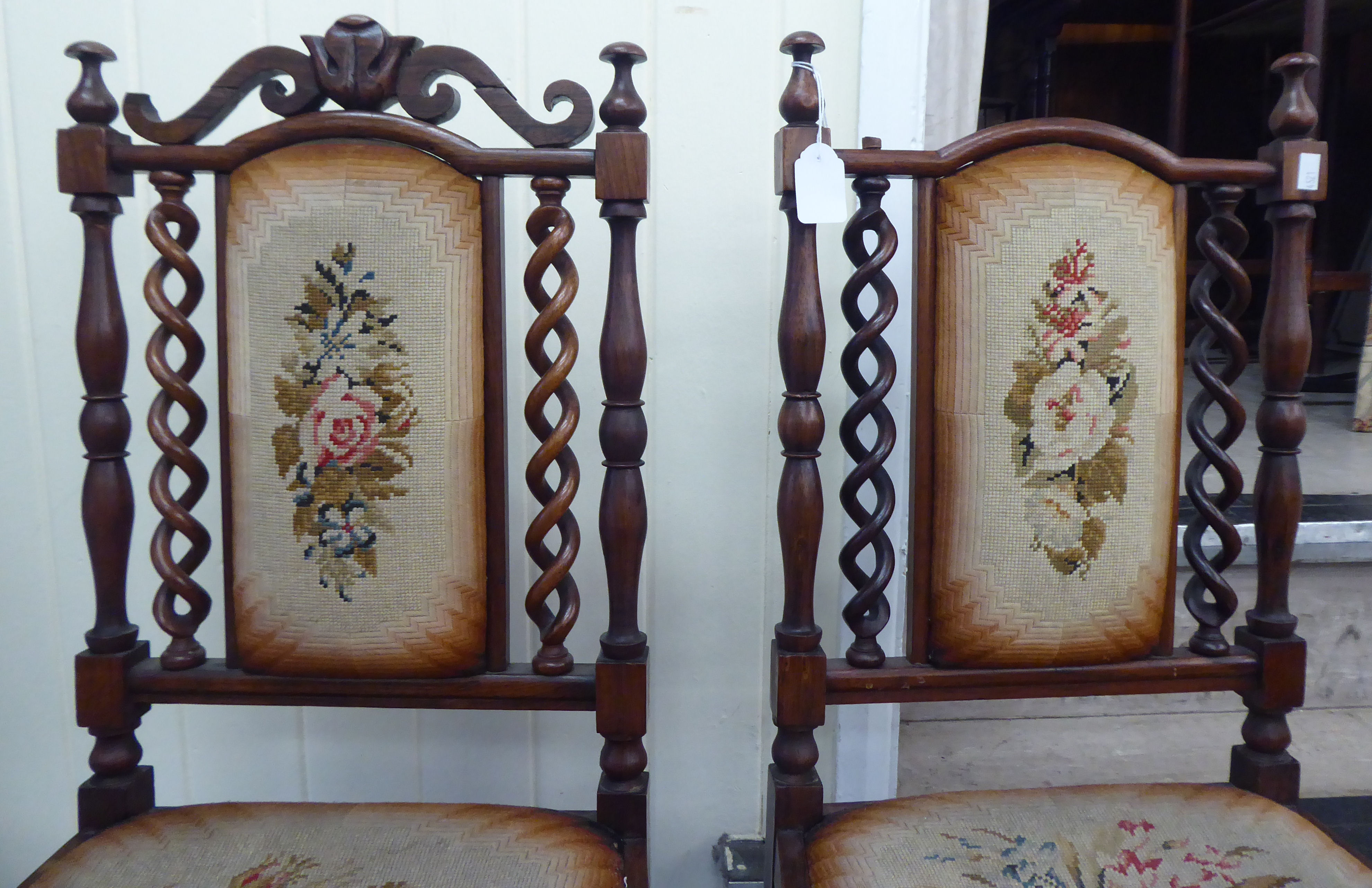 A pair of 19thC rosewood framed drawing room chairs of diminutive proportions, each with an - Image 2 of 8