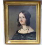 Early/mid 19thC British School - a head and shoulders portrait, a young woman, wearing her hair in