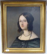 Early/mid 19thC British School - a head and shoulders portrait, a young woman, wearing her hair in