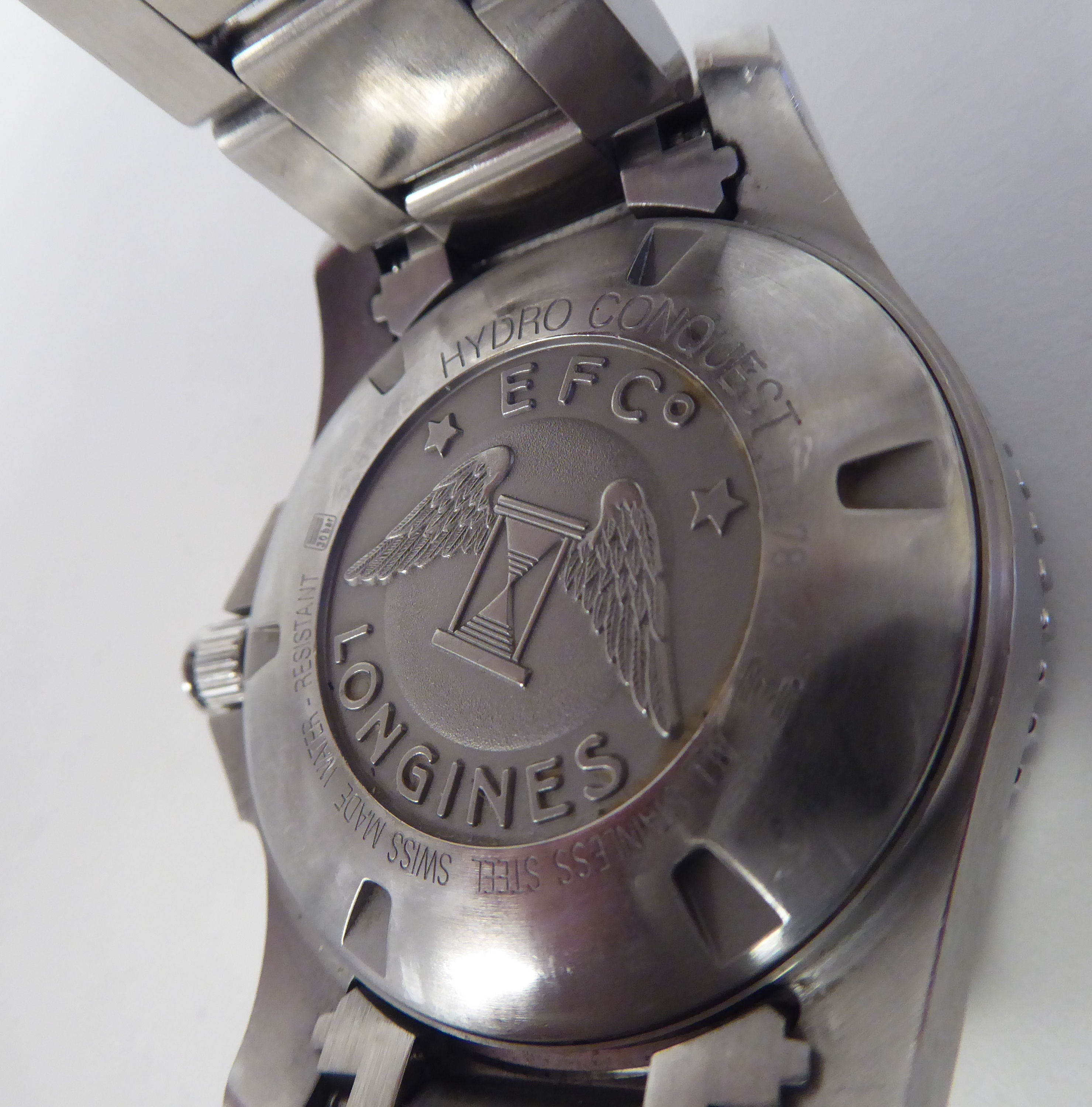 A Longines stainless steel bracelet wristwatch, the automatic movement with sweeping seconds, a date - Bild 4 aus 6