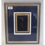 Eric Gill - a study of The Crucifixion  mixed media  bears an inscription verso  5.5" x 3.5"  framed