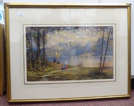 Thomas M Richardson Jr - 'Bellagio, Lake Como'  watercolour  bears a title & indistinct signature
