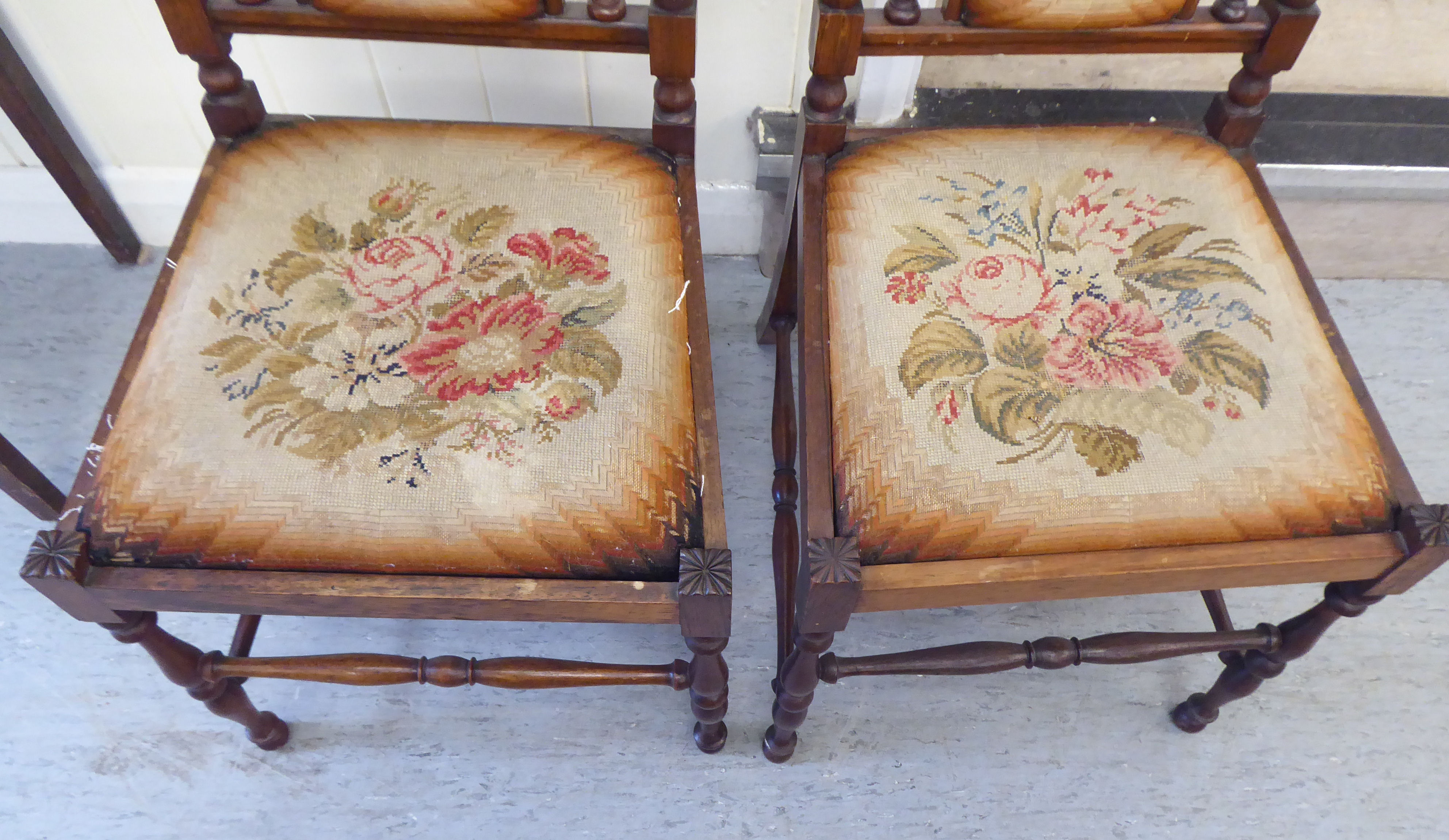 A pair of 19thC rosewood framed drawing room chairs of diminutive proportions, each with an - Image 3 of 8