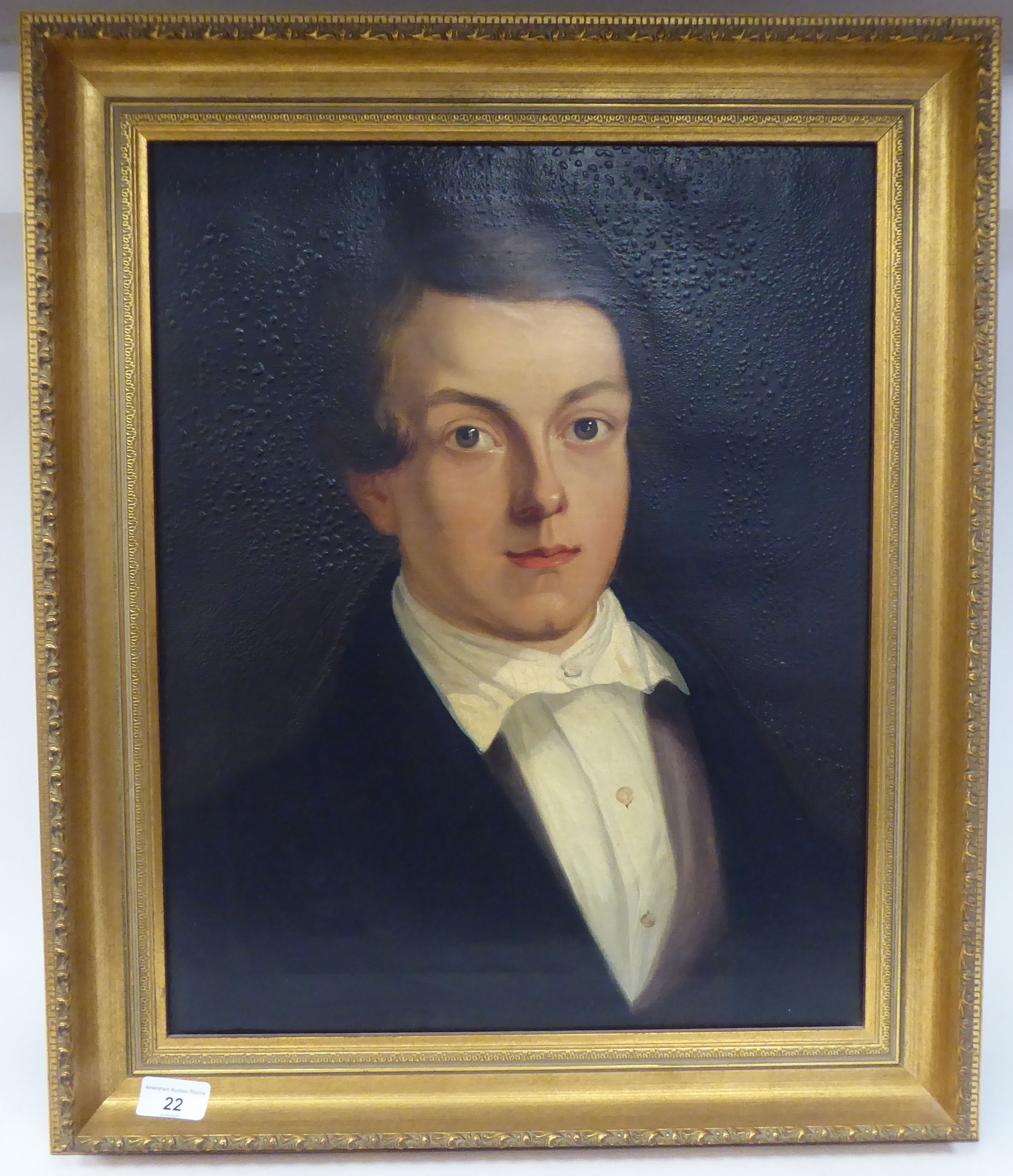 Early/mid 19thC British School - a head and shoulders portrait, a young man wearing a topcoat  oil