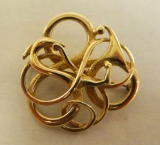 A 9ct gold serpent design brooch