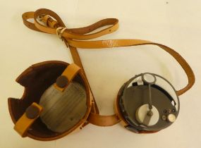 A Francis Barker & Sons small craft precision sextant, in a tan coloured stitched hide case