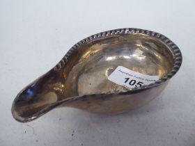 An 18thC silver pap boat, the bowl with a crimped border  marks rubbed
