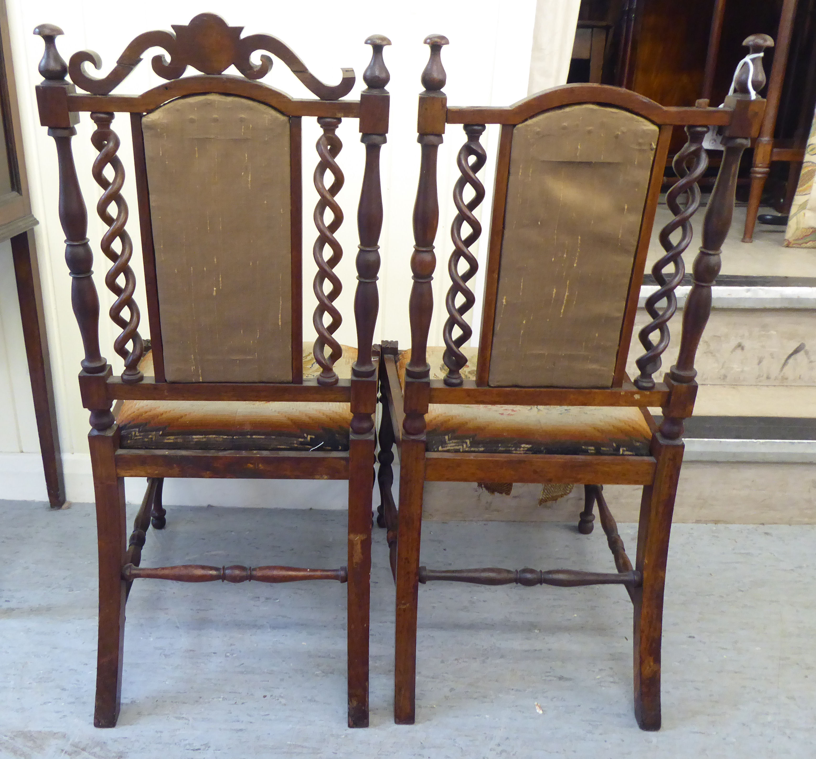 A pair of 19thC rosewood framed drawing room chairs of diminutive proportions, each with an - Image 5 of 8