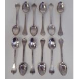 A set of twelve late Victorian silver rattail pattern coffee spoons with trifid terminals  Thomas