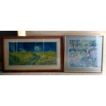 Two decorative impressionist prints  largest 16" x 31"  framed