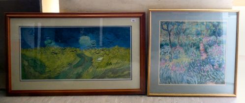Two decorative impressionist prints  largest 16" x 31"  framed