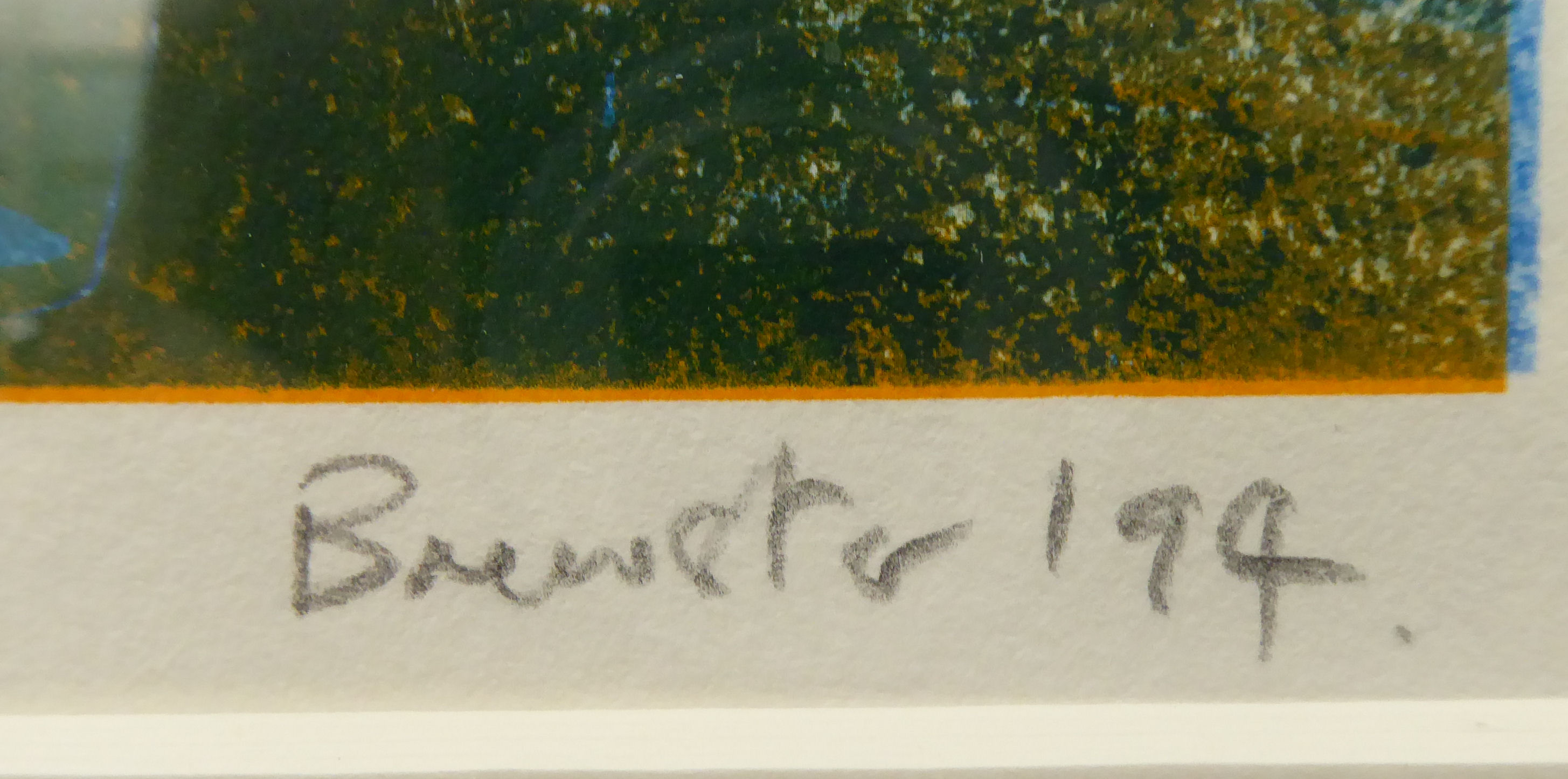 Martyn Brewster - 'Lowick 70'  monoprint  bears a pencil title & signature, dated '94 with gallery - Image 3 of 4