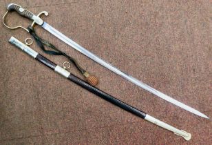 A German Third Reich Fire Official's dress sword with a wire bound fishskin handle, guard, hilt
