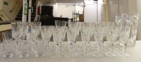 Mainly Waterford crystal drinking glasses: to include three different sized pedestal wines