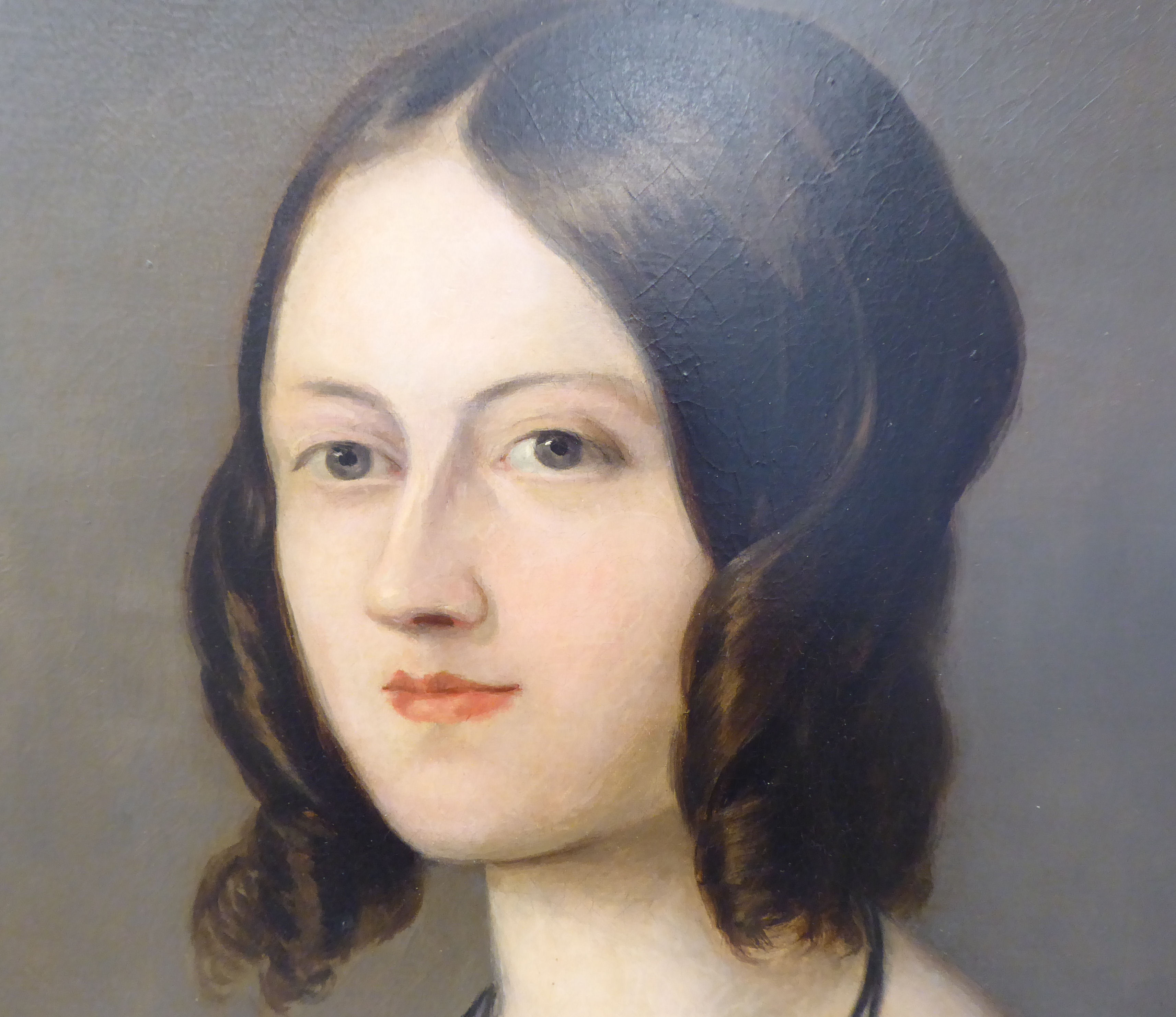 Early/mid 19thC British School - a head and shoulders portrait, a young woman, wearing her hair in - Bild 3 aus 4