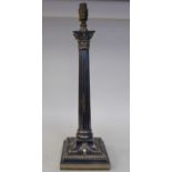 An early 20thC neo classically styled silver plated table lamp, comprising a Corinthian capital,