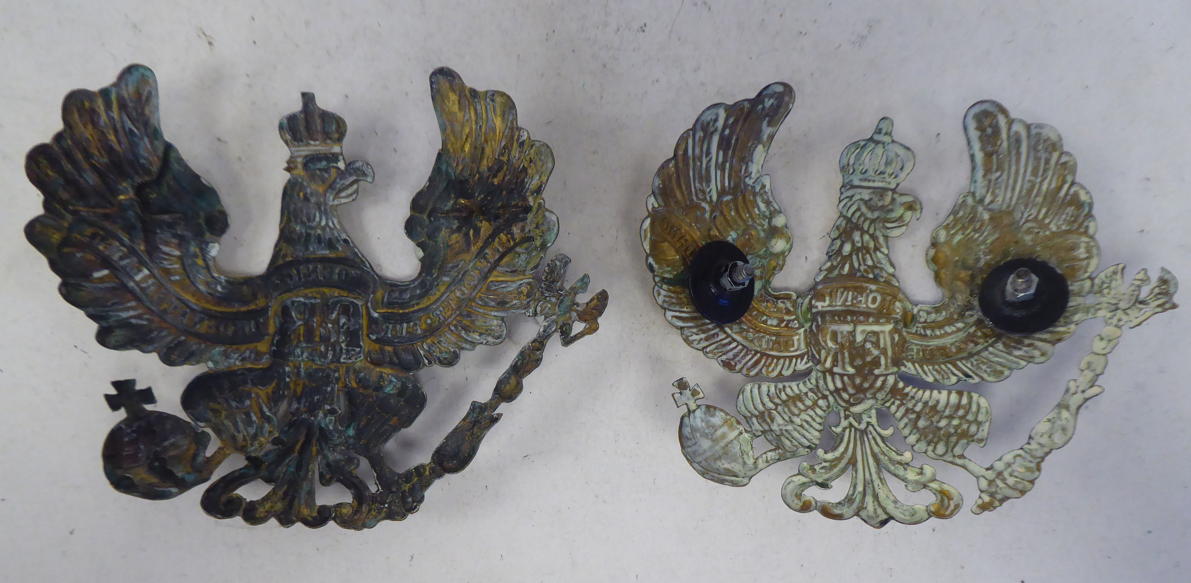 Two identical German Great War brass helmet plates (Please Note: this lot is subject to the - Image 2 of 2