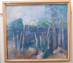 20thC Australian School - an abstract landscape in various colours  oil on canvas  29" x 32"  framed