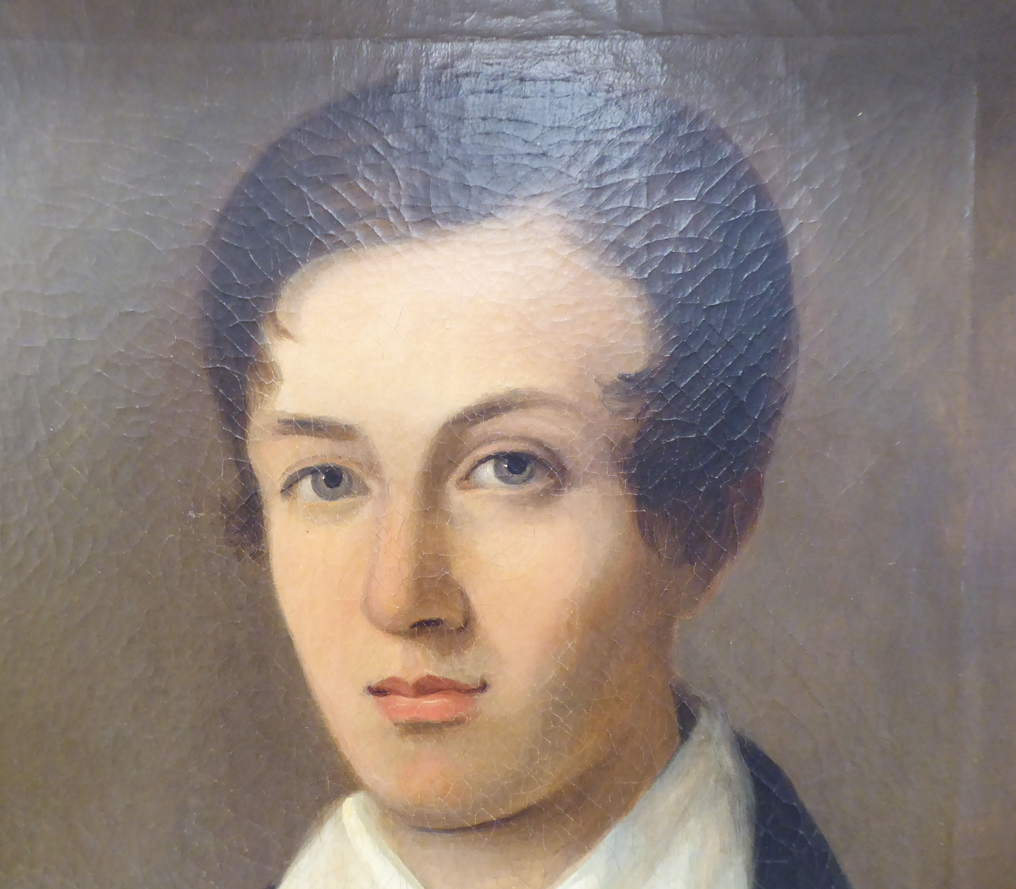 Early/mid 19thC British School - a head and shoulders portrait, a youth wearing a necktie  oil on - Image 3 of 5