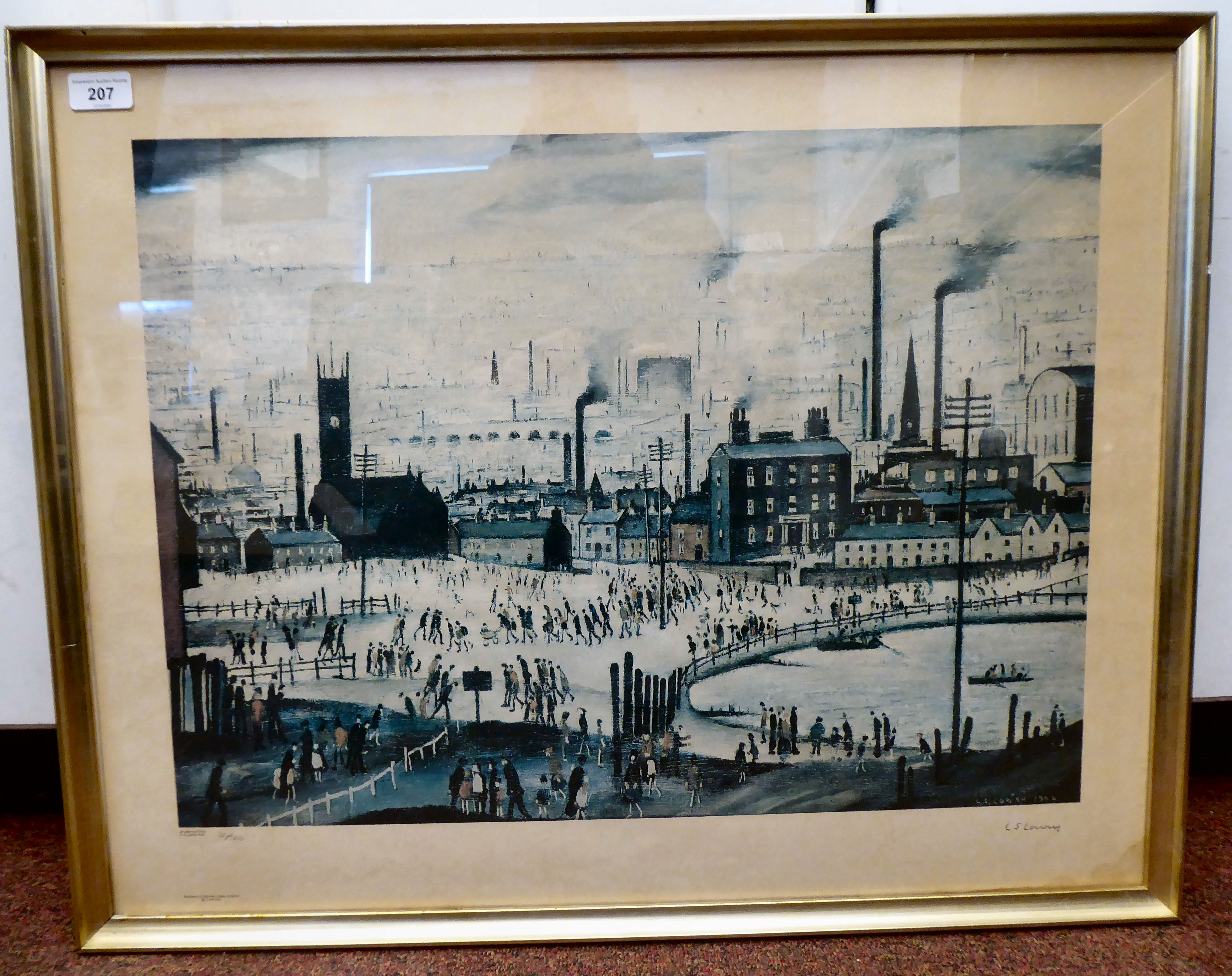 After LS Lowry - 'An Industrial Town'  Limited Edition 30/500 coloured print  published by