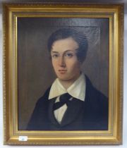 Early/mid 19thC British School - a head and shoulders portrait, a youth wearing a necktie  oil on