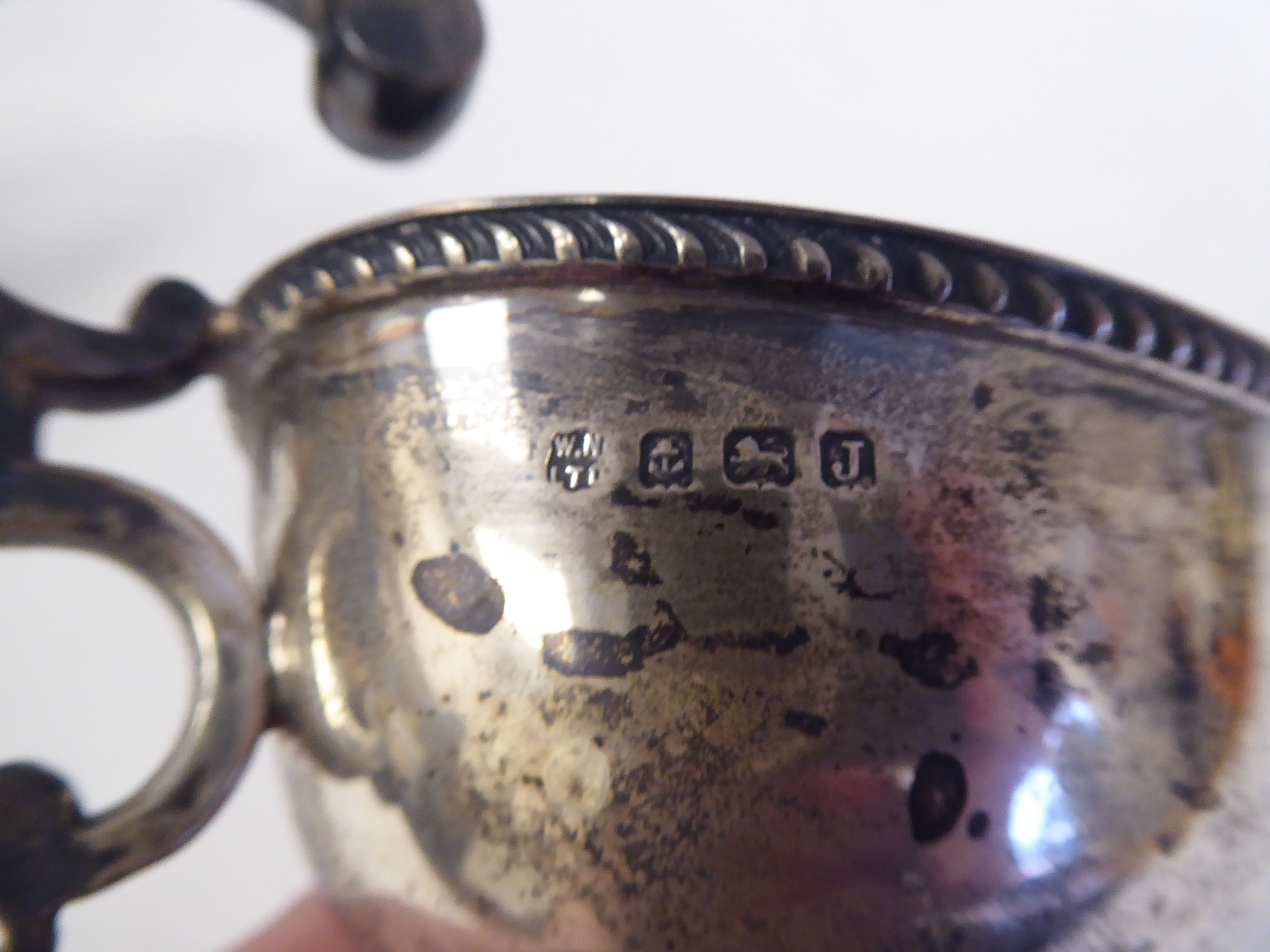 A pair of silver oval sauce boats, each with a gadrooned rim and hollow, double C-scrolled handle, - Image 3 of 3