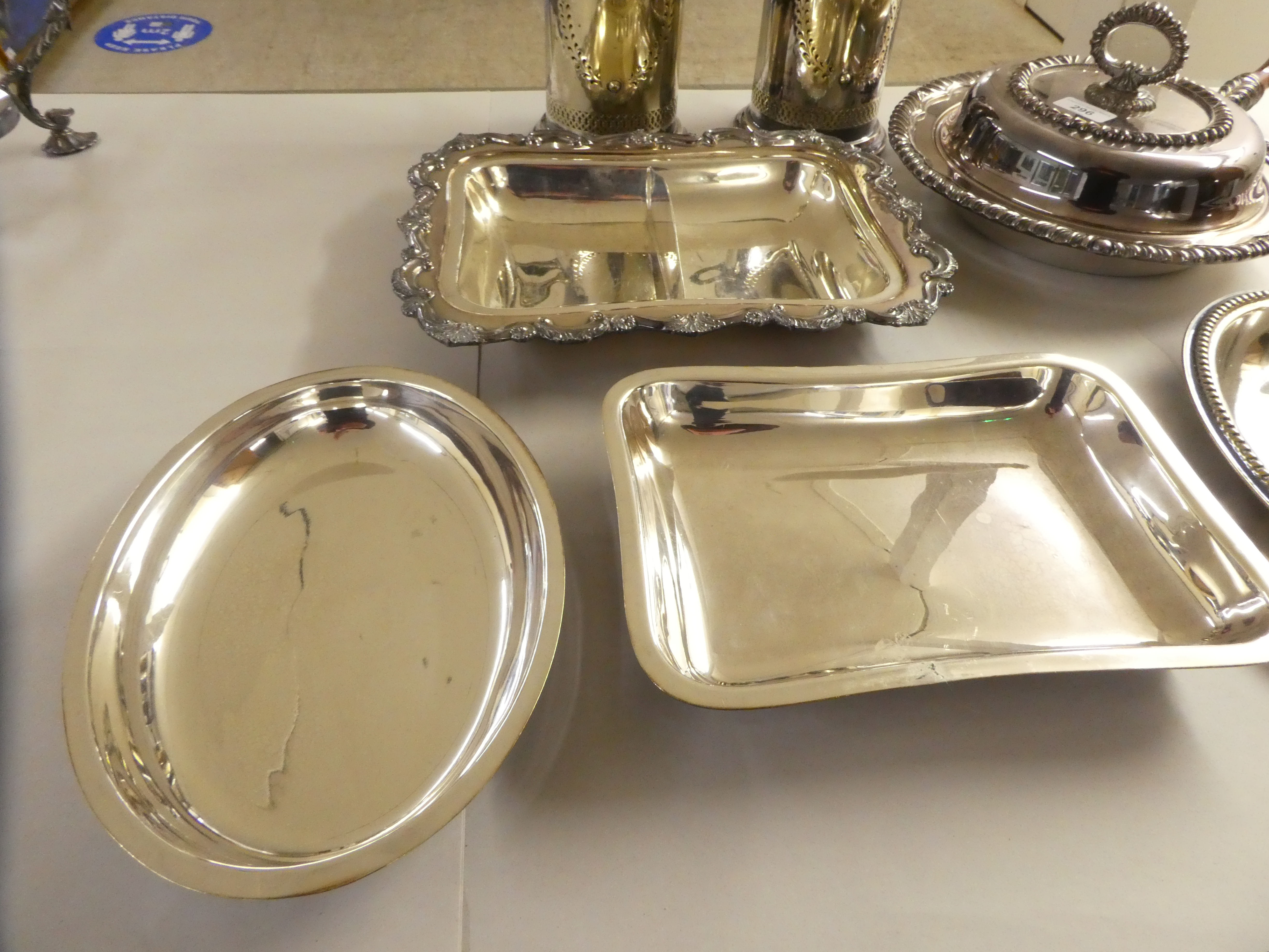 Silver plated tableware: to include a pair of twin handled bottle coasters  7"h - Image 7 of 10