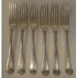 A set of six early Victorian silver Old English pattern dessert forks  mixed marks  (approx.