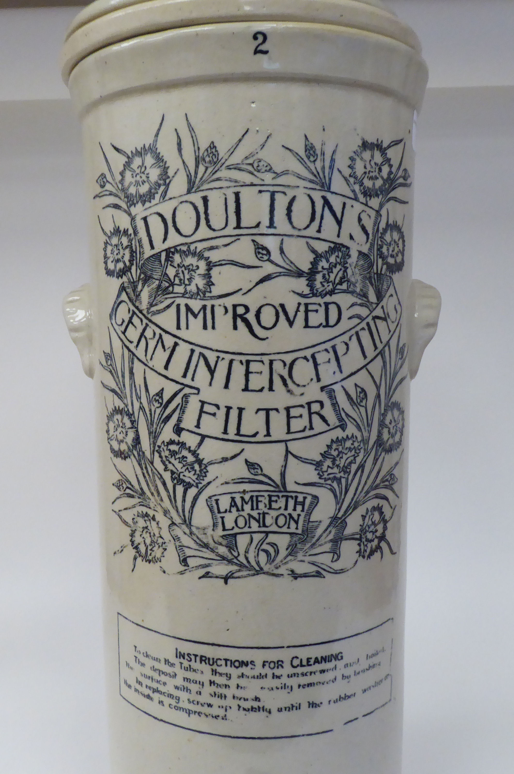 A late 19thC Doulton Lambeth Stoneware Improved Germ Intercepting Filter of cylindrical form with - Image 4 of 4