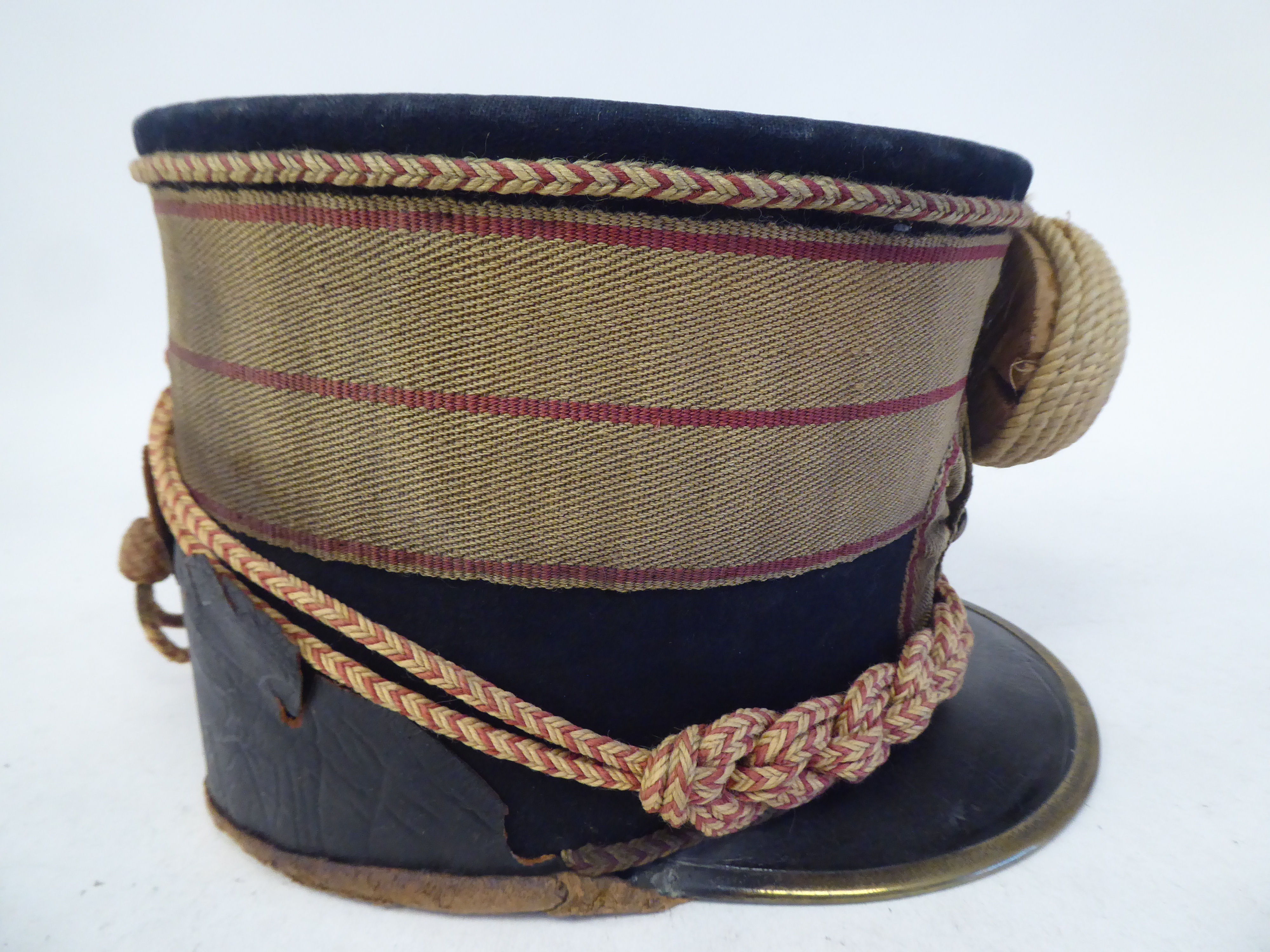 A mid 19thC Gloucestershire Hussars shako with a hide liner (Please Note: this lot is subject to the - Image 3 of 7