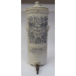 A late 19thC Doulton Lambeth Stoneware Improved Germ Intercepting Filter of cylindrical form with