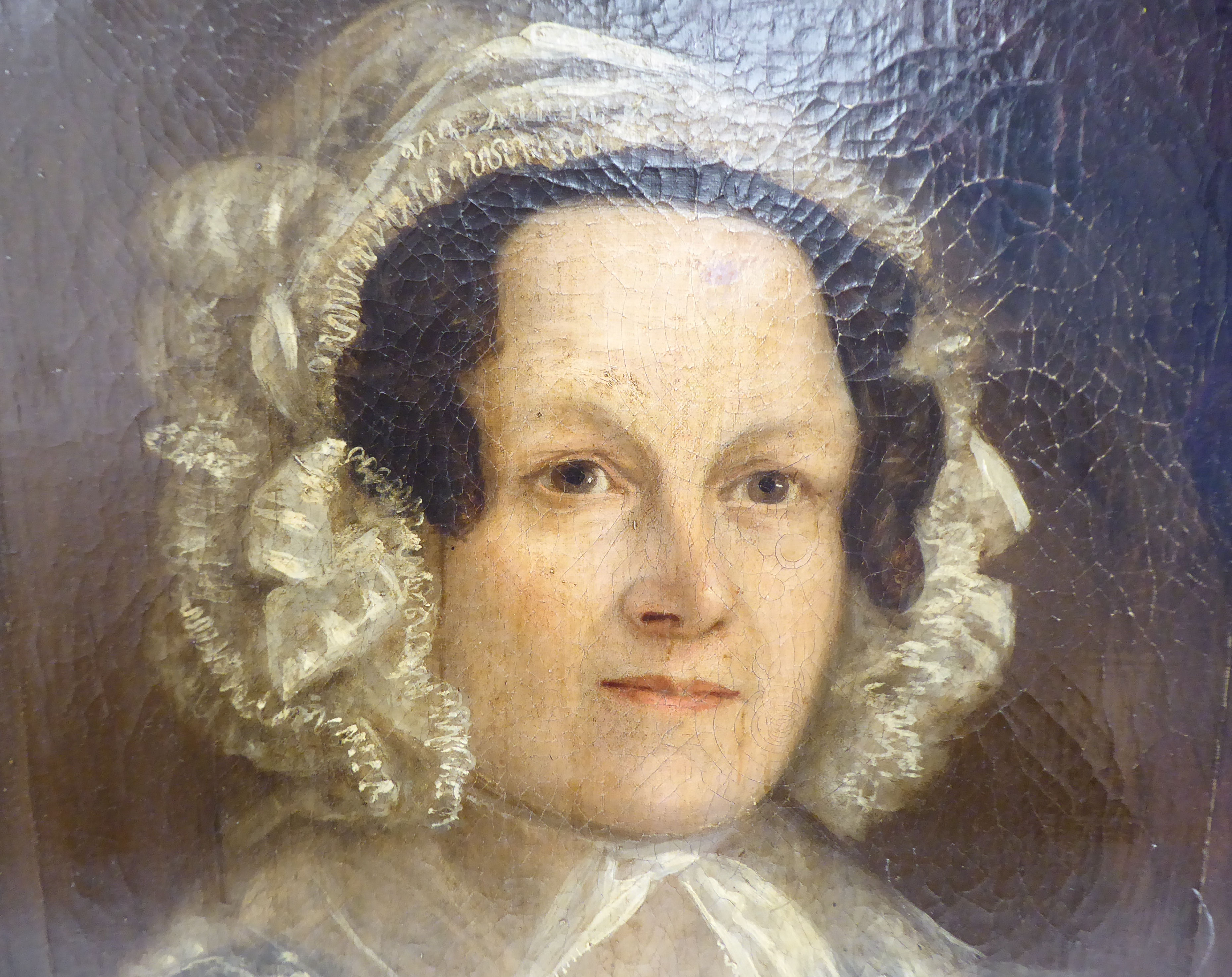 Early 19thC British School - a head and shoulders portrait believed to be of one Sarah Brown, - Bild 3 aus 6