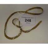 A 9ct gold, flat, entwined, flexible link bracelet