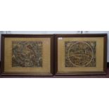 Two 19thC reproductions of coloured prints, viz. 'Cellarius Celestial Map from the Northern